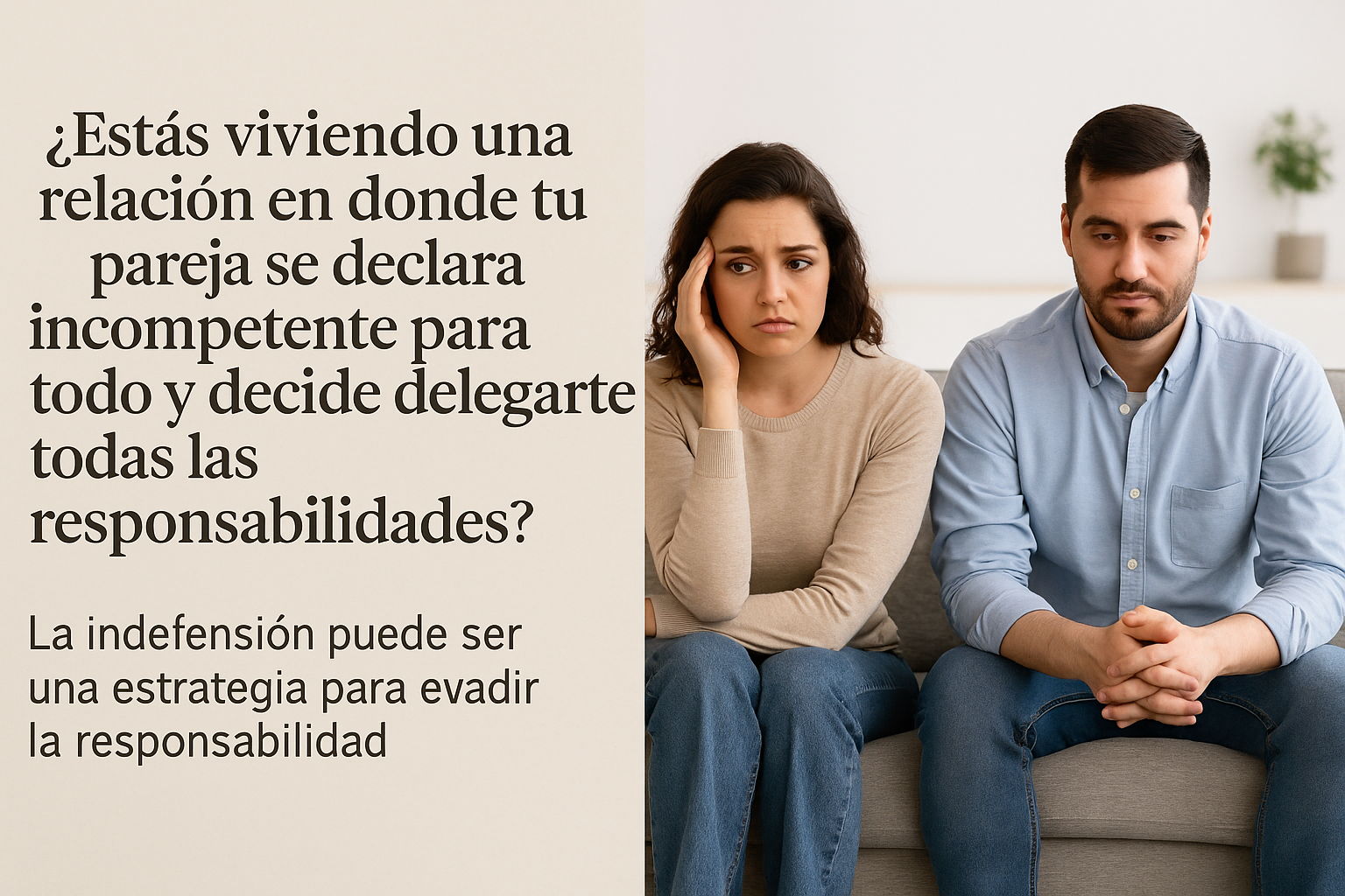 ¿Estás viviendo una relación en donde tu pareja se declara incompetente para todo?